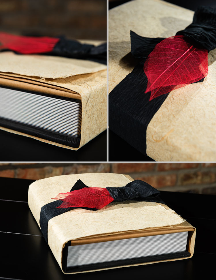 This particular wedding album is a 9×12 25-leaf album. The cover is made 